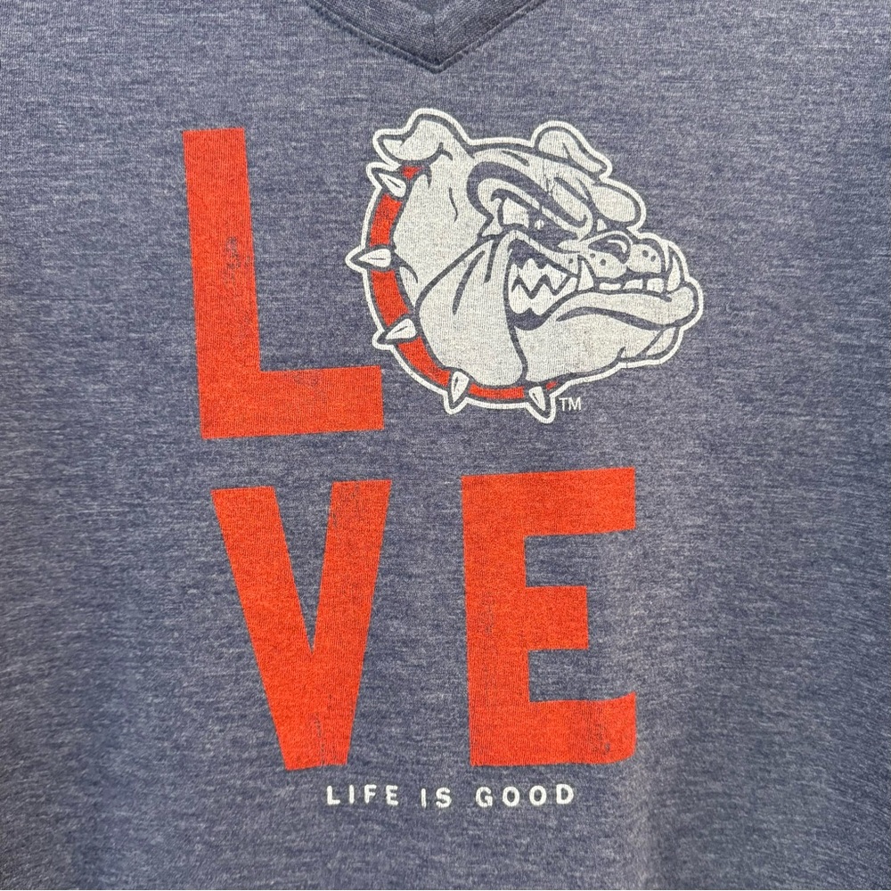 Women’s Life Is Good Long Sleeve V-neck Tee - Gonzaga Love